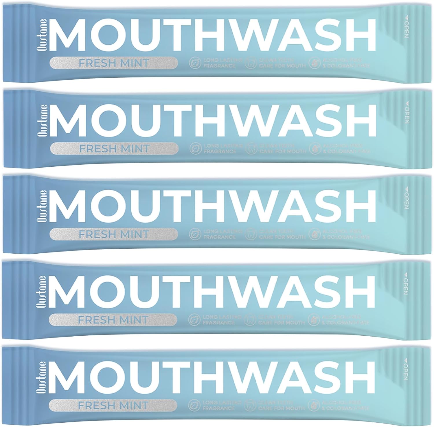 Travel Size Fresh Mint Mouthwash, Alcohol-Free, 15ml Portable Packets, Long-Lasting Freshness (20)