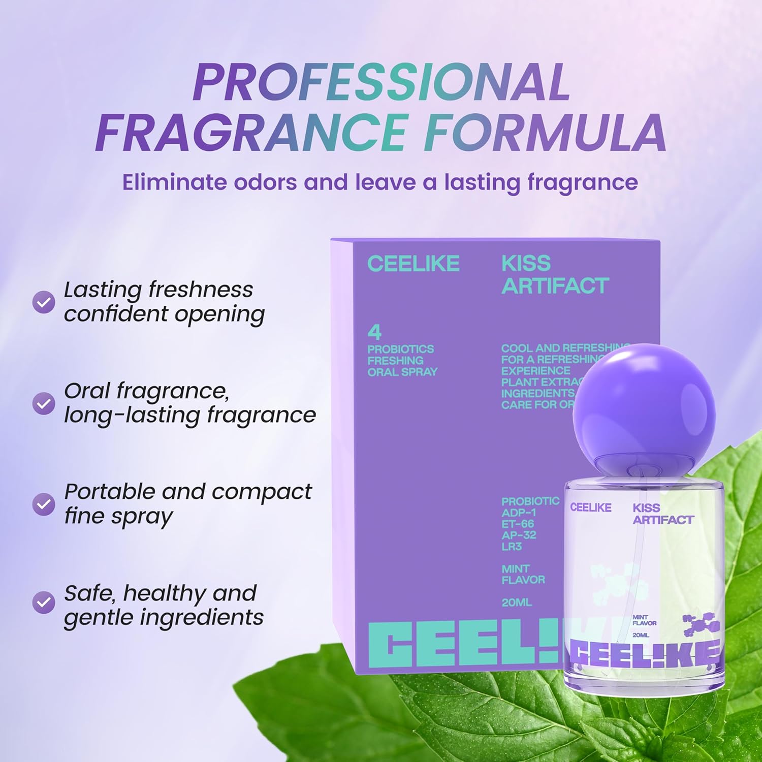 CEELIKE Oral Spray u2013 Fresh Breath, Dual Cooling Experience & Convenient On-the-Go Design u2013 Perfect for Freshening Breath Anywhere, Anytime (1 count)