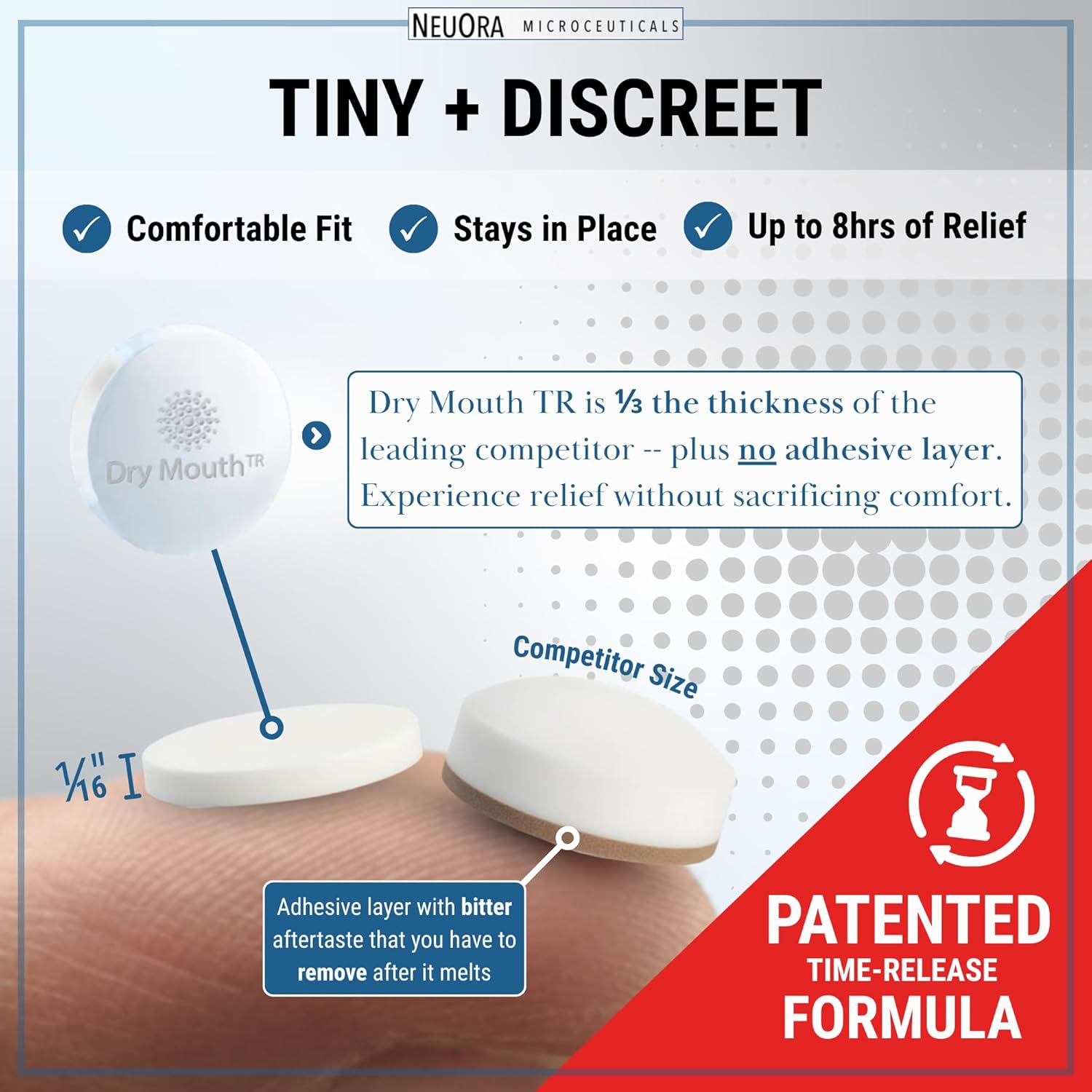 Alternative view of Dry Mouth TR Time-Release Micro Tabs by NeuOra - Tiny, Discreet, Long-Lasting Relief for Dry Mouth, Up to 8 Hours of Moisture & Fresh Breath Support, Doctor-Developed, 1 Pack