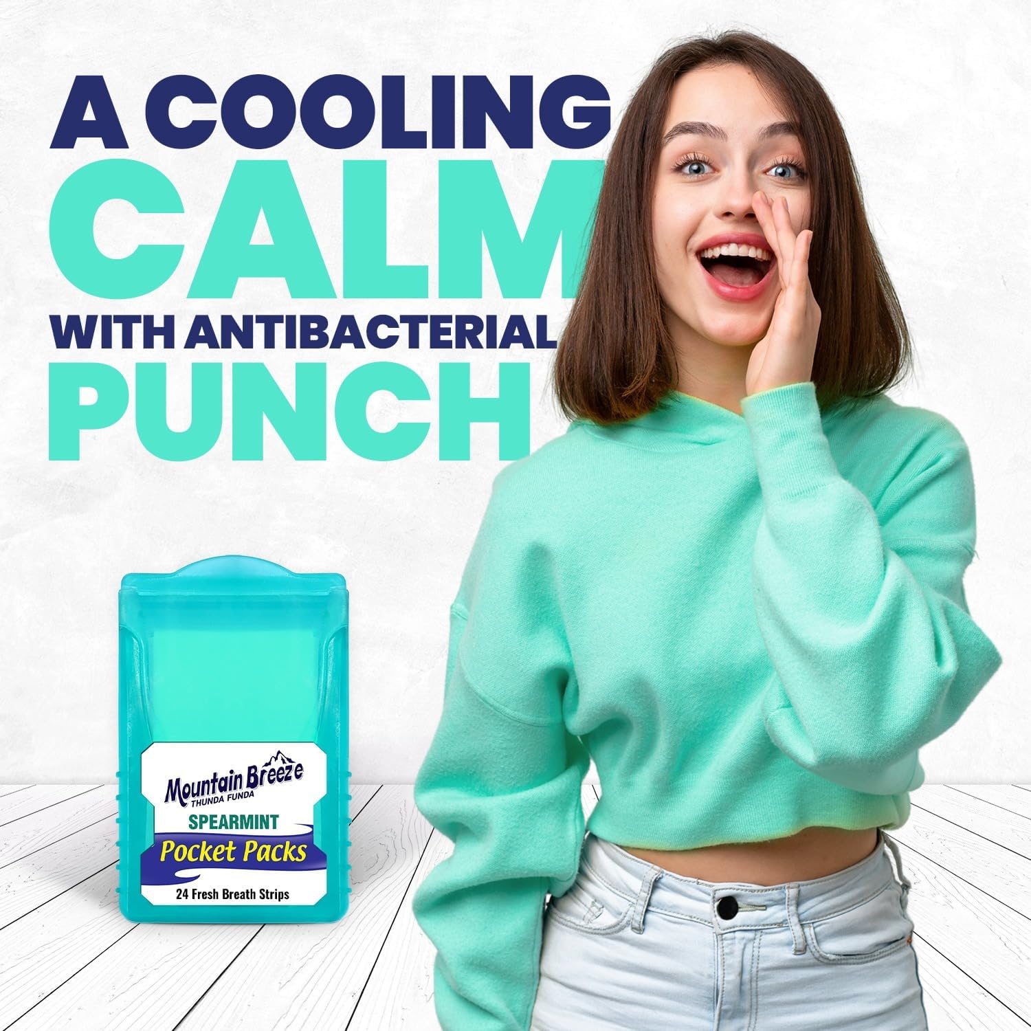 Mountain Breeze Oral Hygiene Mouth Freshener Sugar Free Spear Mint Flavoured Breath Strips (24 Strips Each Cassatte)-Pack of 1(3 Cassette) New