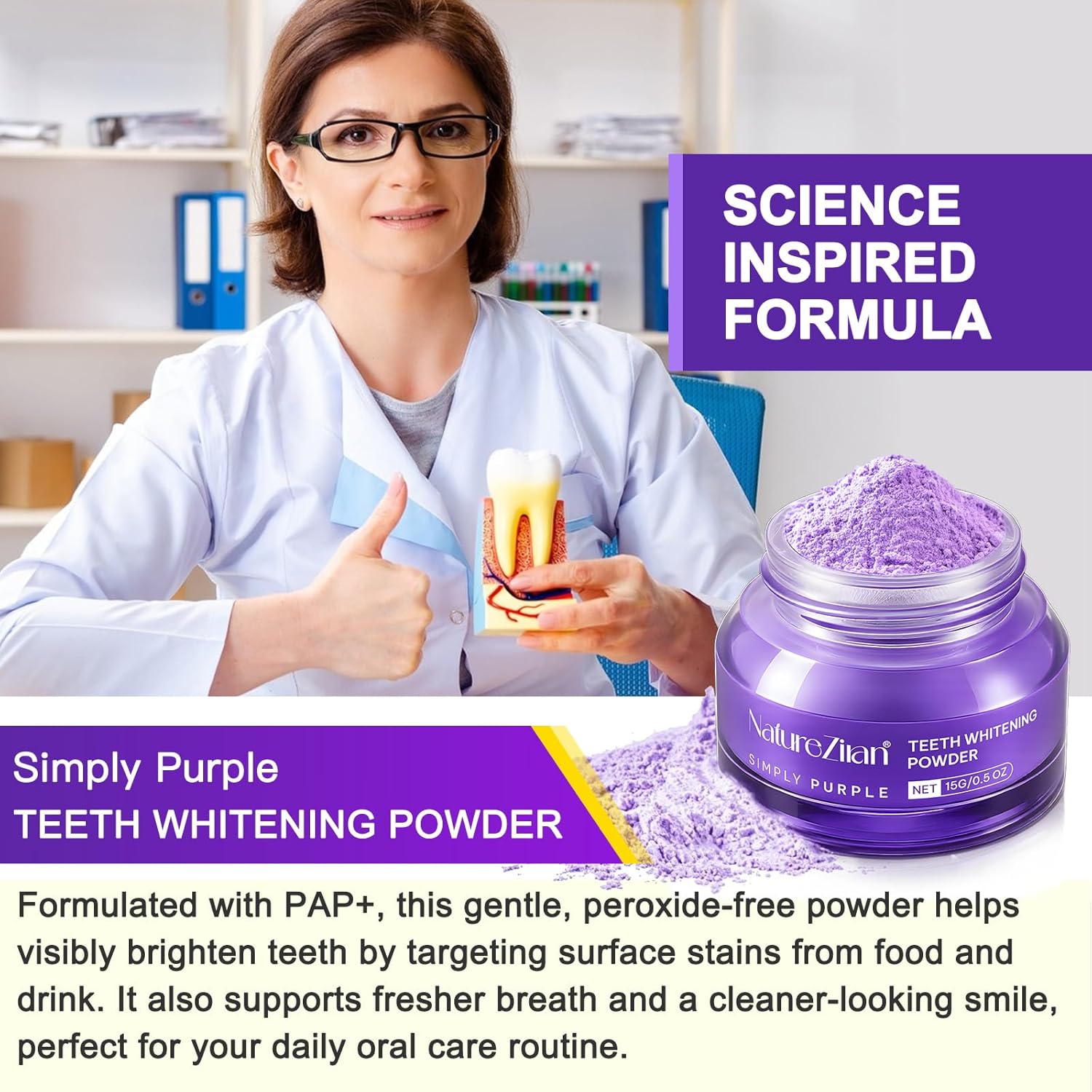 Teeth Whitening Powder - Teeth Whitening - Removes Stains - No Sensitivity - Toothpaste Power - Breath Freshener - for C1offee, Tea and Tobacco Stains 15g