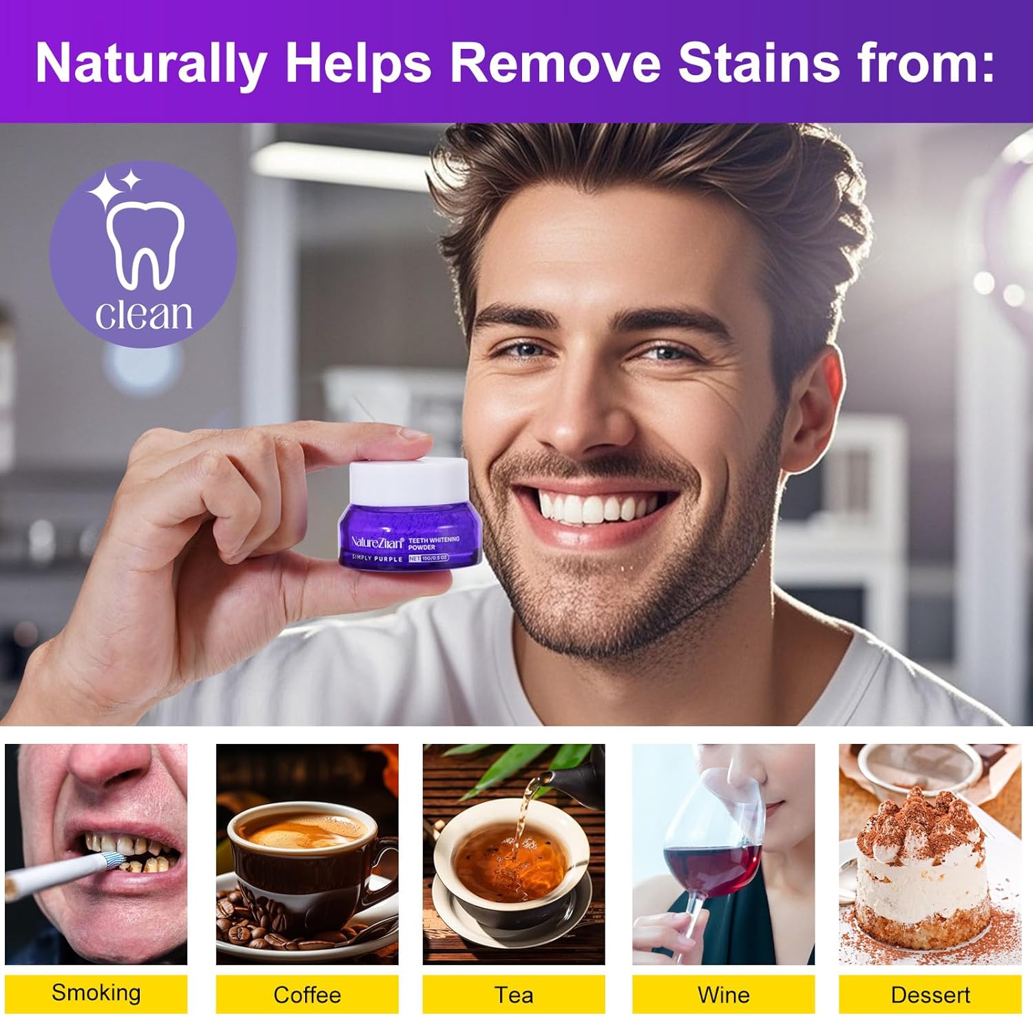 Alternative view of Teeth Whitening Powder - Teeth Whitening - Removes Stains - No Sensitivity - Toothpaste Power - Breath Freshener - for C1offee, Tea and Tobacco Stains 15g
