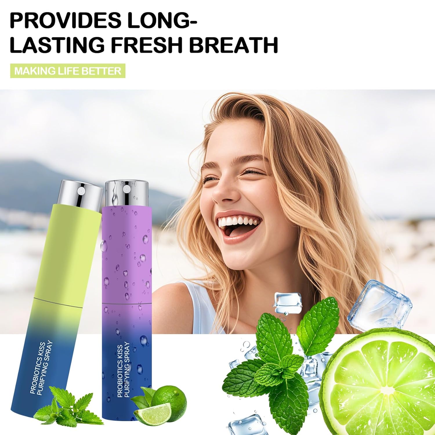 3PCS Probiotic Oral Spray,Mouth Spray Fresh Breath Freshener for Bad Breath,Long-lasting Fresh Breath Spray for Dry Mouth,Convenient Travel Size Mouth Freshener Spray for Oral Care