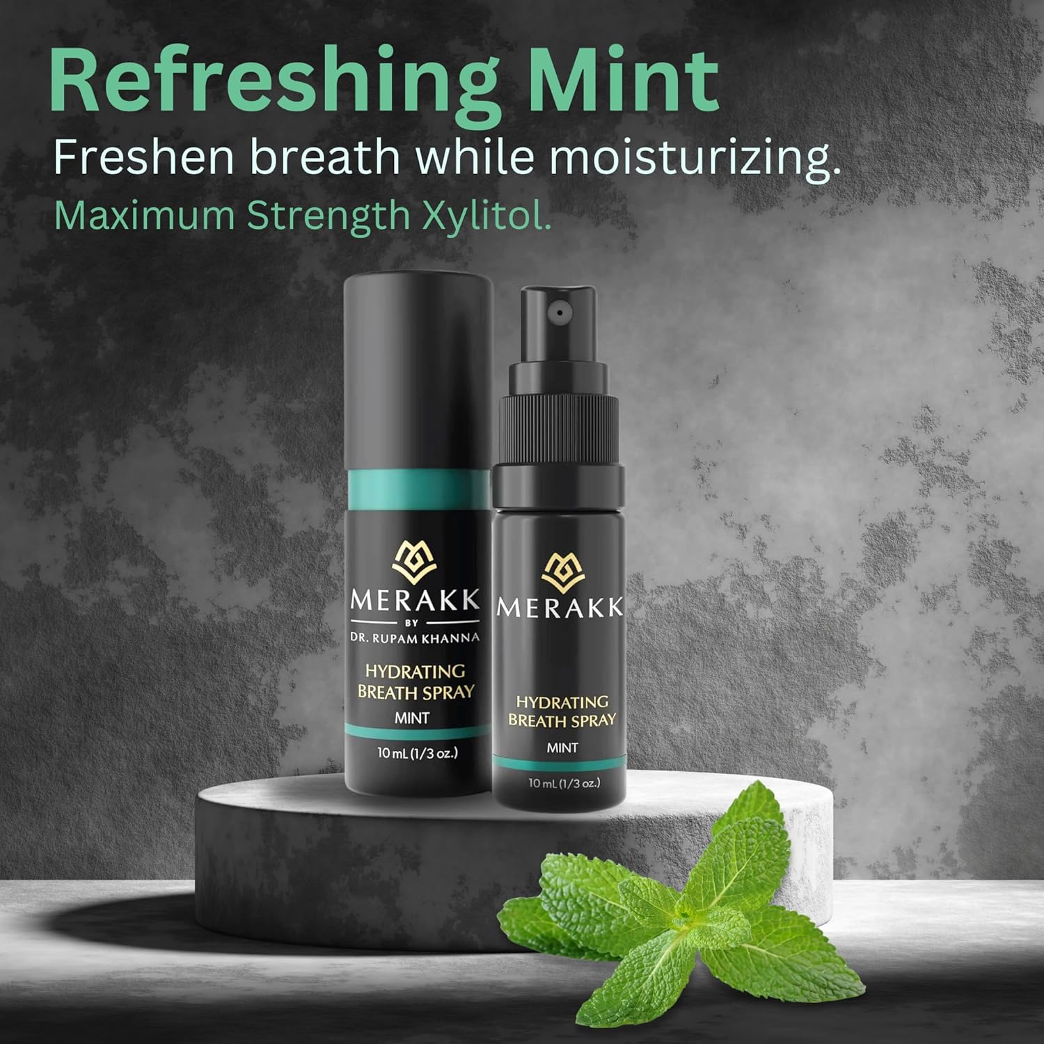 Alternative view of Merakk Dry Mouth Spray Hydrating Fresh Breath Spray (Mint) - Sugar-Free Breath Freshener | Bad Breath Spray W/Xylitol, Stevioside, Menthol - Dentist-Designed- 0.3 fl oz