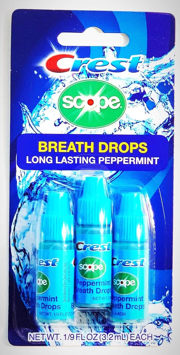 Crest Scope Breath Drops - Long Lasting Peppermint Liquid Breath Fresheners 12 Count