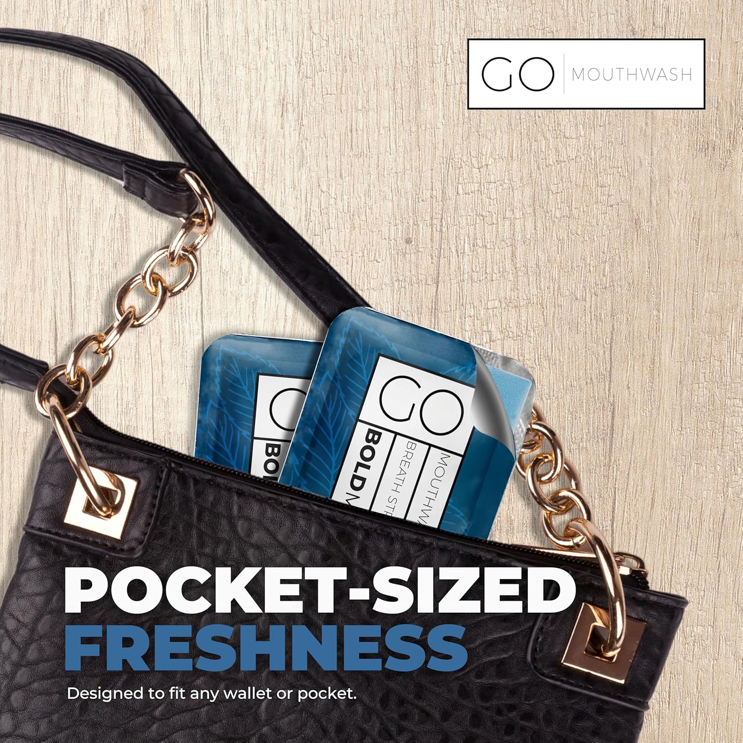 Breath Strips for Bad Breath by Go Mouthwash- Indivivual Packets containing 3 Bold Mint Strips - Alternative to Breath Mints, Travel Mouthwash, Breath Spray, and Other Fresheners - Perfect on The GO