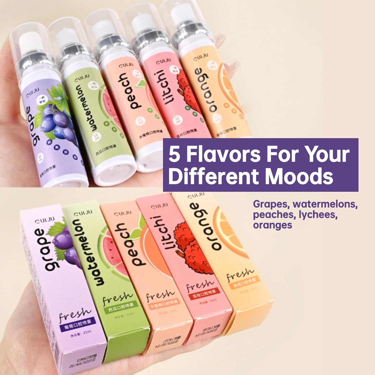 Alternative view of 5PCS Fruit Oral Breath Spray, Mouth Breath Freshener, Bad Breath Treatment for Adults, Dry Mouth Spray for Bad Breath, Effective Mouth Oral Breath Spray, Breath Spray Mouth Spray Breath Freshener