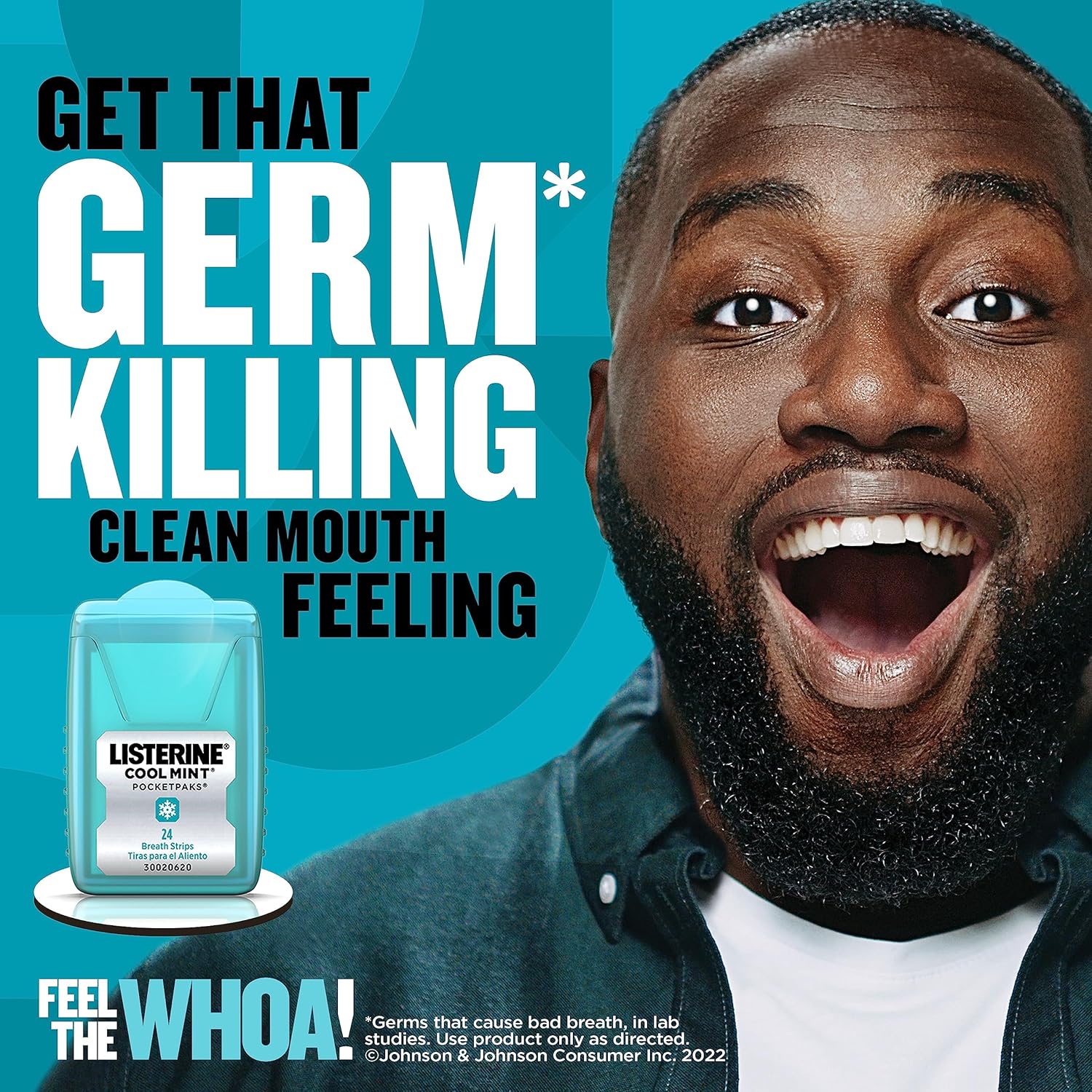 Listerine Cool Mint PocketPaks Portable Breath Strips for Bad Breath, Fresh Breath Strips Dissolve Instantly to Kill 99% of Bad Breath Germs* On-The-Go, Cool Mint, 24-Strip Pack, 12 Pack