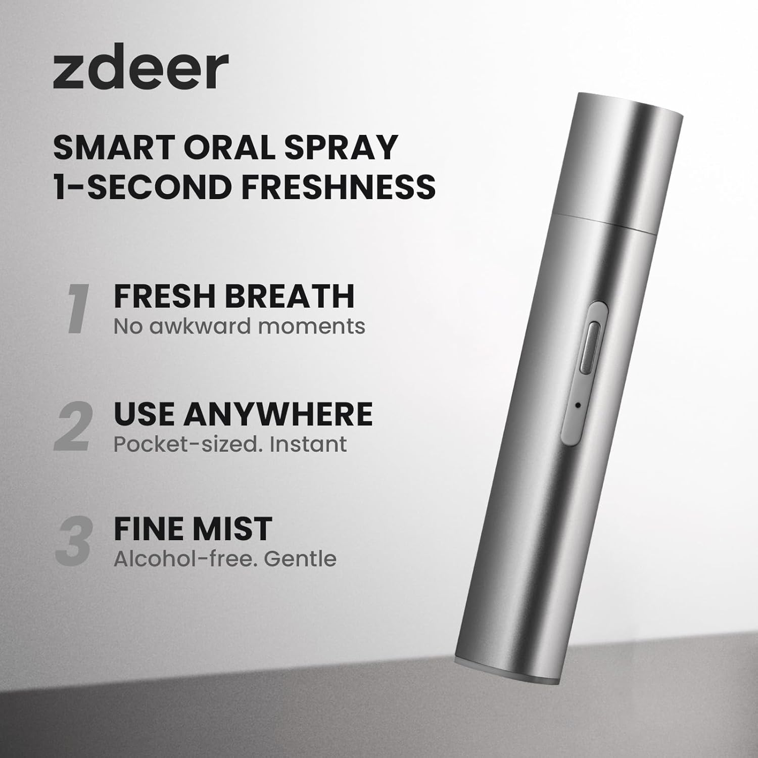 Fresh Smart Electric Oral Spray for Oral Care – Probiotic Breath Spray Freshener for Bad Breath with 3 Refill Flavors – Portable Rechargeable Travel Size Mouth Spray for Adults & Daily Use