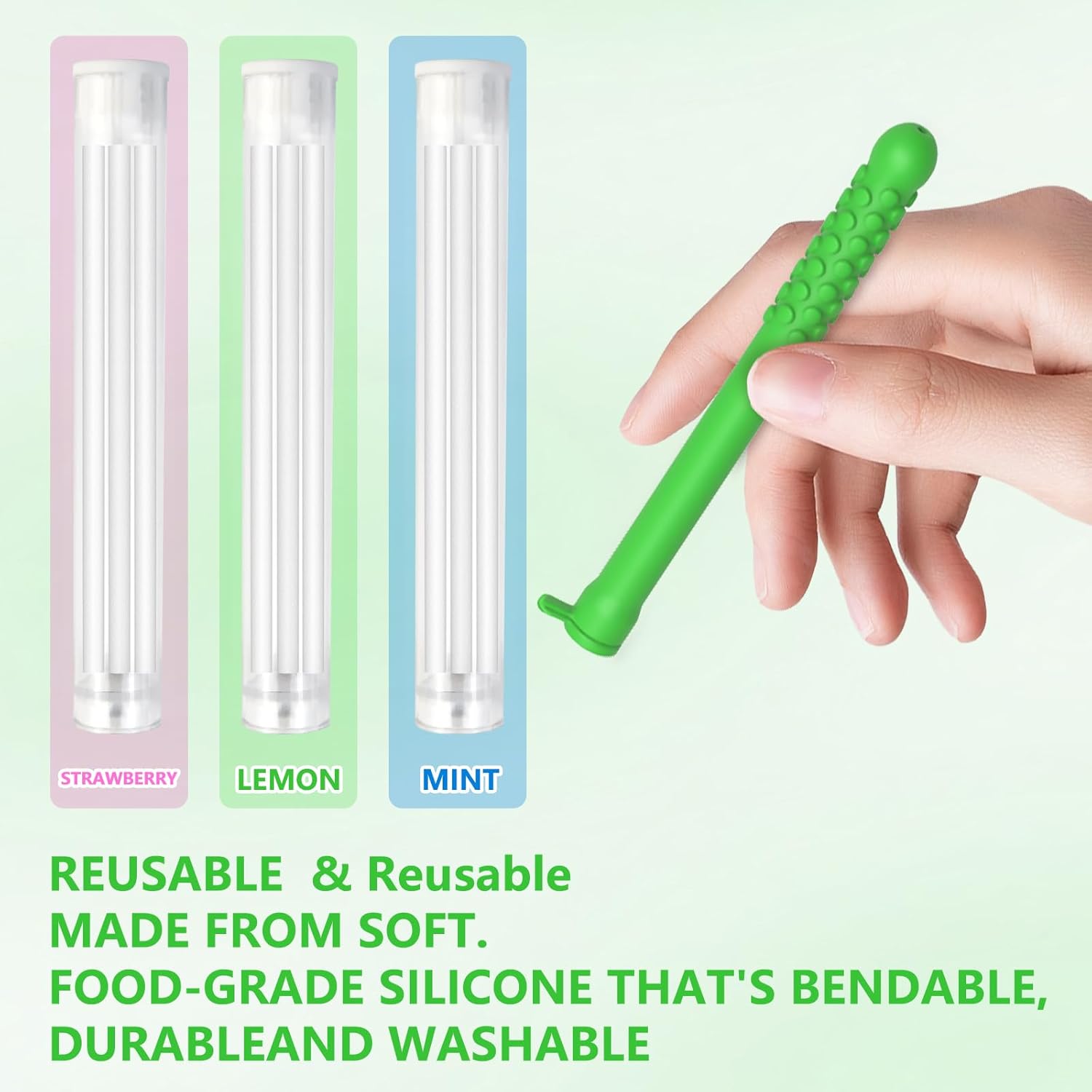 Alternative view of 3PCS Chewable Sticks with Essential Oil, Chewable Slicone Sticks for Fresh Breath, Portable Breath Freshener with 9 Replacement Cores, Chewable Essential Oil Breath Stick Travel-Friendly