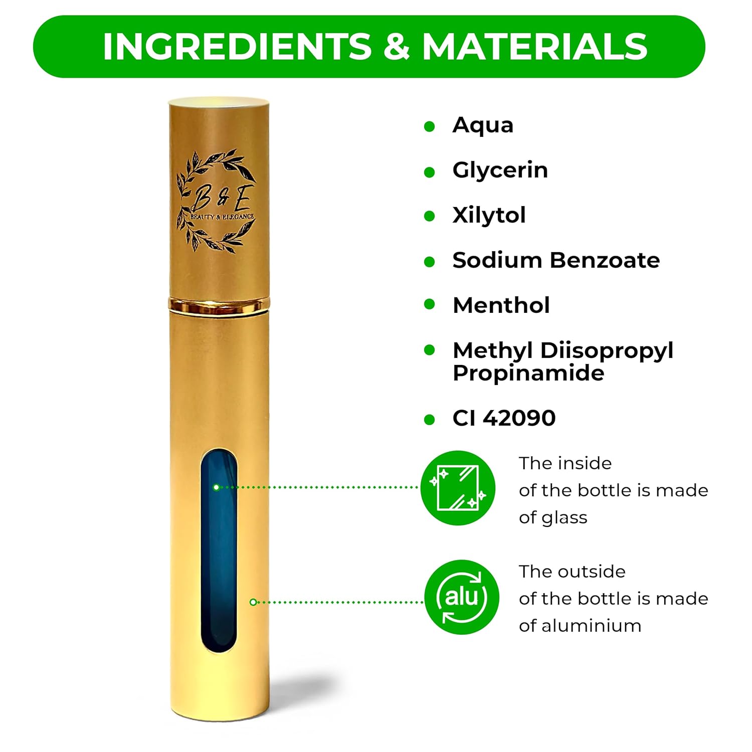 B & E Peppermint Breath Spray for Bad Breath - 0.34 oz Mint Mouth Freshener Spray - Compact Oral Care Spray for Dry Mouth - Gold Bottle