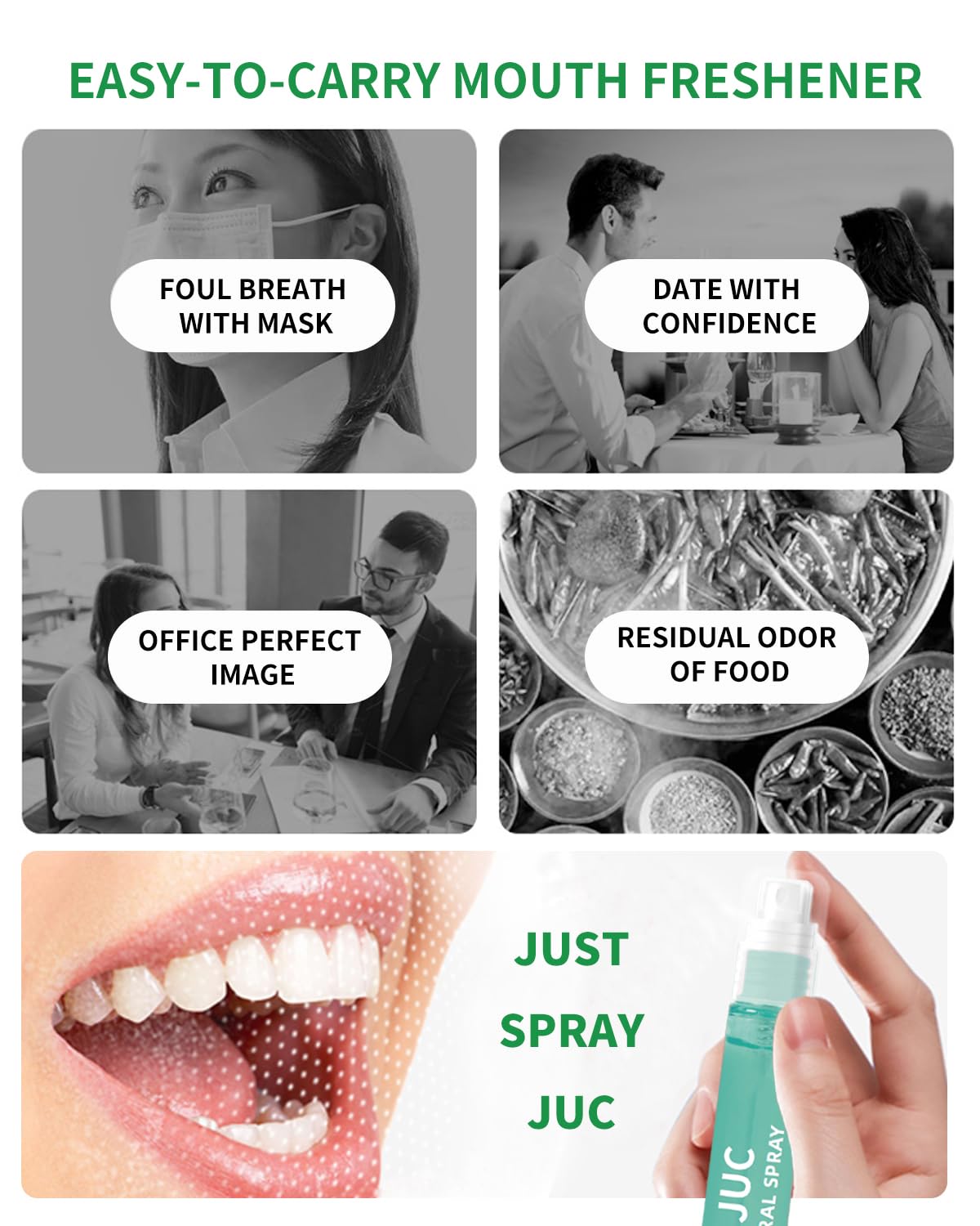 Alternative view of 3 Count Mint Breath Spray Mouth Spray Breath Freshener Oral Care for All Ages 0.33OZ (10ML) Cool Mint Flavor