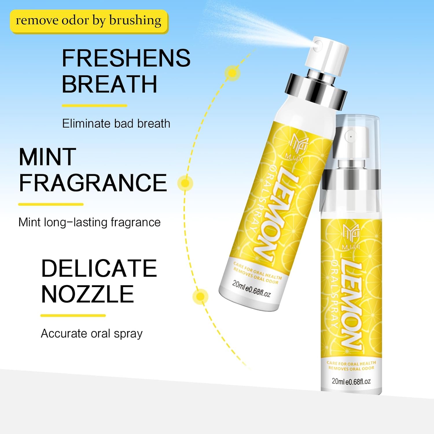 PEGO Oral Breath Spray,Mouth Spray Breath Fresheners,Dry Mouth Spray,Sugar-Free,Long-Lasting,Fights Bad Breath for Adults,pH Balanced,Travel Size(Lemon Flavor*2Pack)