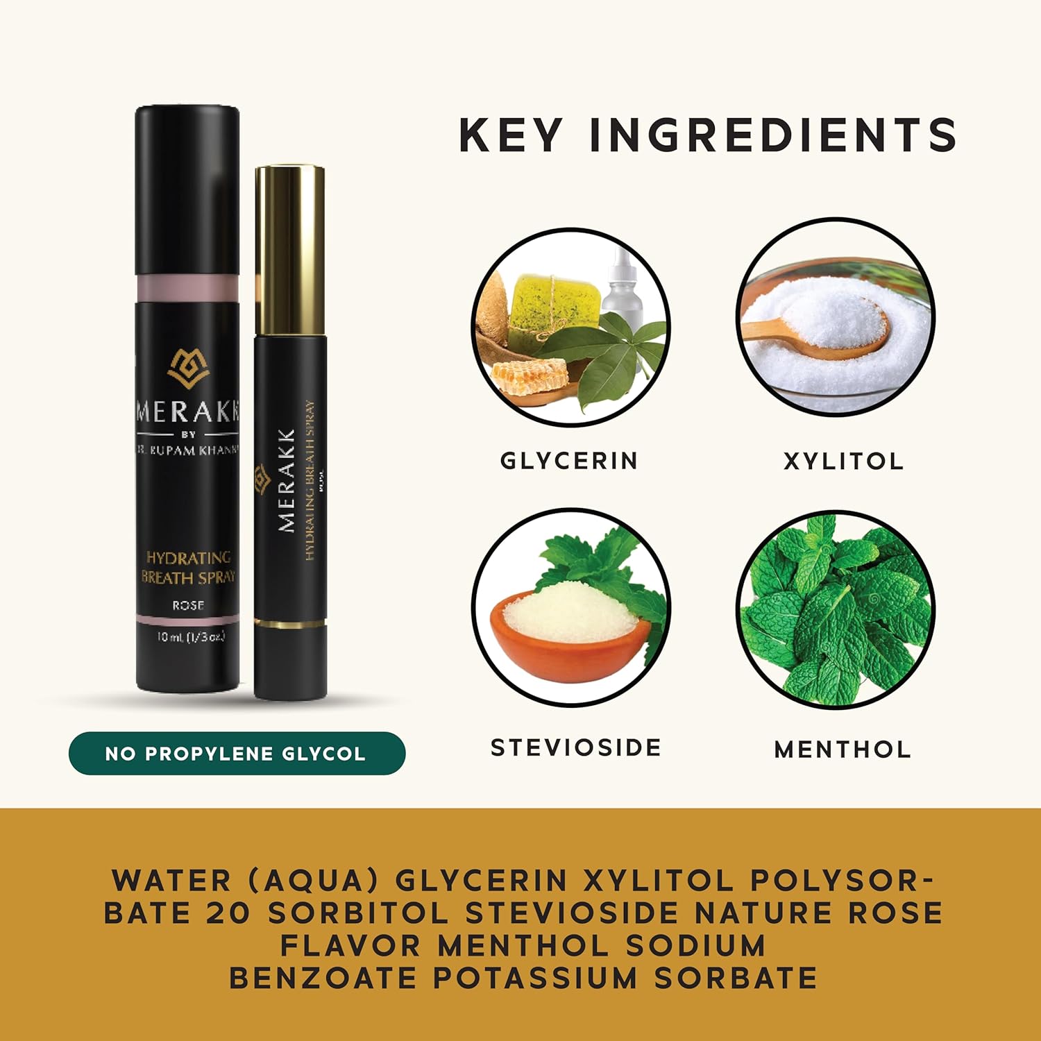 Alternative view of Merakk Limited Edition Fresh Breath Spray in Rose - Sugar-Free Breath Freshener Spray & Dry Mouth Spray - Bad Breath Spray with Stevioside, Menthol & Glycerin - Dentist-Designed Oral Spray - 0.3 fl oz