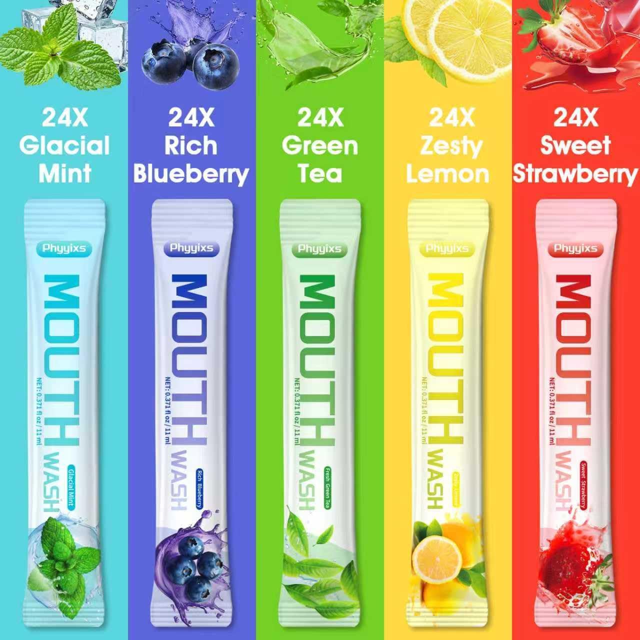 Alternative view of Phyyixs Mouthwash Strips 120 Pack, Individually Wrapped Travel Size Oral Rinse, Alcohol-Free & Fluoride-Free, Portable Fresh Breath Strips (5 Flavors)