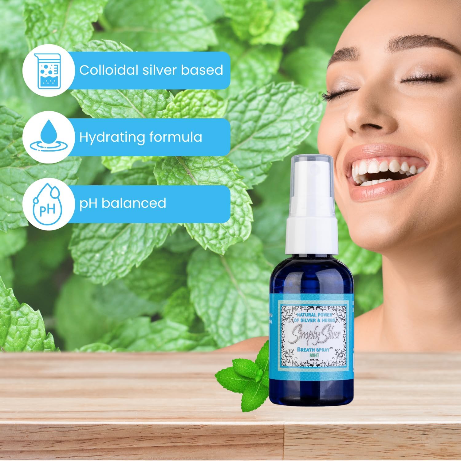 Alternative view of Simply Silver Mint Breath Spray - For Dry Mouth and Freshening, All Natural, Fluoride Free, 2 Fl Oz