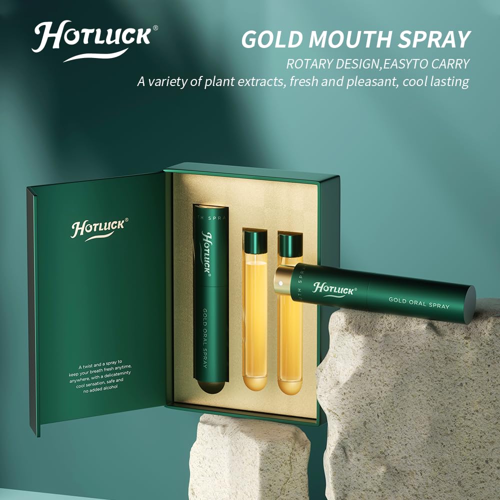 Hotluck Gold Oral Spray - Breath Spray for Bad Breath, Fresh Breath Spray, Mouth Freshener, Cool Mint 9ml*3 (Set of 1)