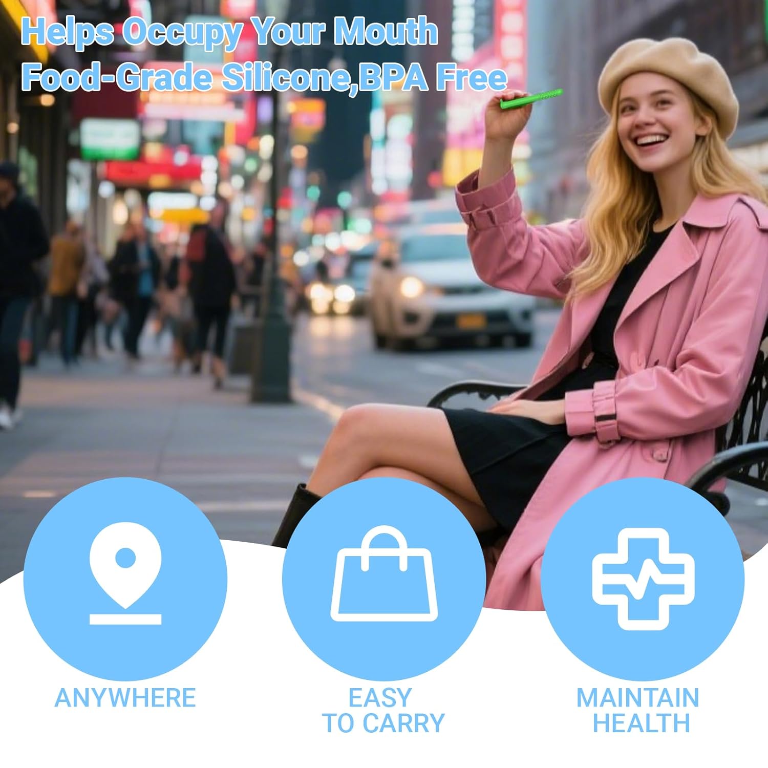 6Pcs Chewable Essential Oil Breath Stick for Fresh Breath – Reusable Aromatherapy Chew Sticks with 18 Replacement Cores, Portable for Travel, Office