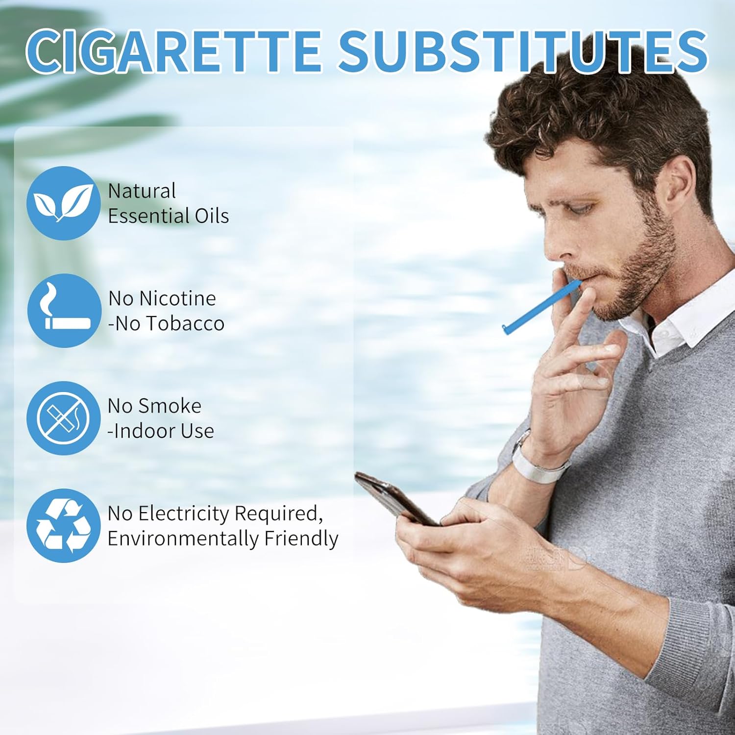 5 PCS Chewable Breather Quit Smoking,Chewable Essential Oil Breather Stick,Portable Breath Freshener Chew Sticks for Focus & Clear Respiratory,Aid to Stop Smoke Natural,Travel Friendly (5 Pack)