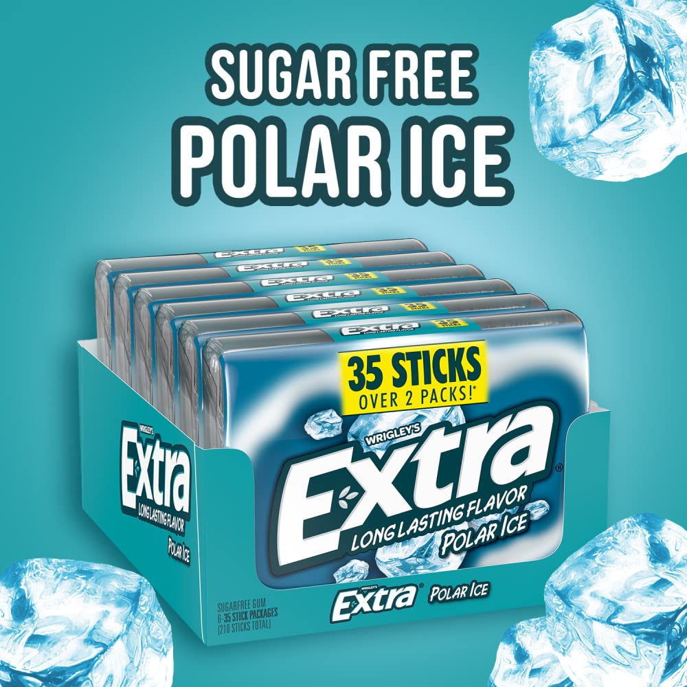 Alternative view of EXTRA Polar Ice Sugar Free Chewing Gum, Party Favors, Gum Packs Bulk, Breath Fresheners, 35 Ct (6 Pack)