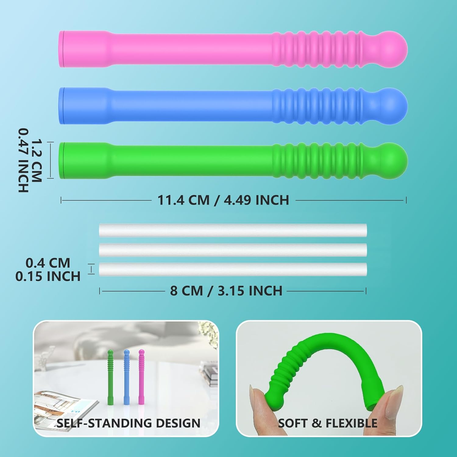 Alternative view of 6PCS Chewable Essential Oil Breath Stick, Pure-Locked Flavor Chew Stick with 12 ExtraThick Refill Cores for Long-Lasting Freshness, Aroma Oral Sensory Fidget Tool for Habit Support