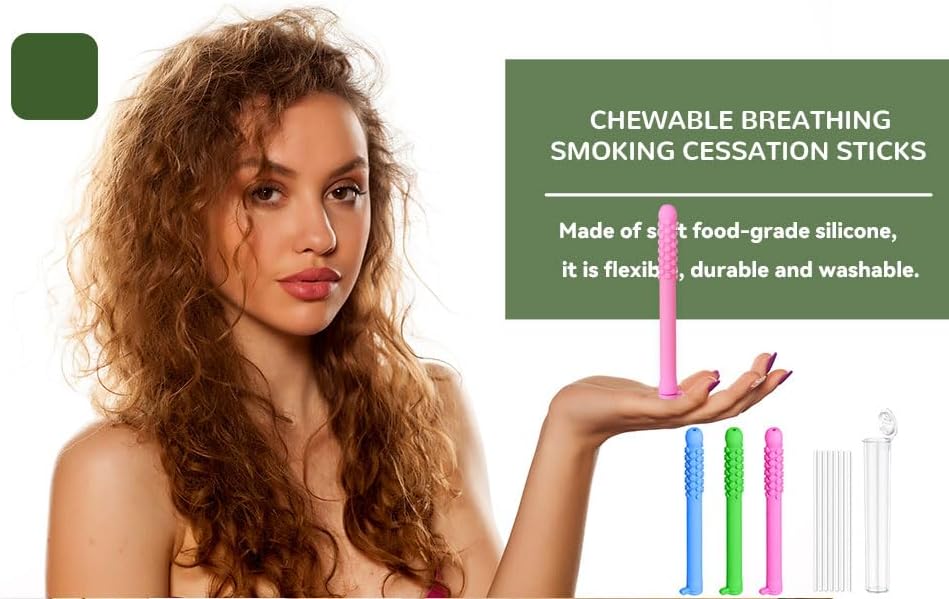 Alternative view of Chewable Essential Oil Breath Stick，AromaticChewable Sticks with Essential Oil, Reusable Food-Grade Silicone Stress Relief Tool with 12 Replacement Cores(3pcs)