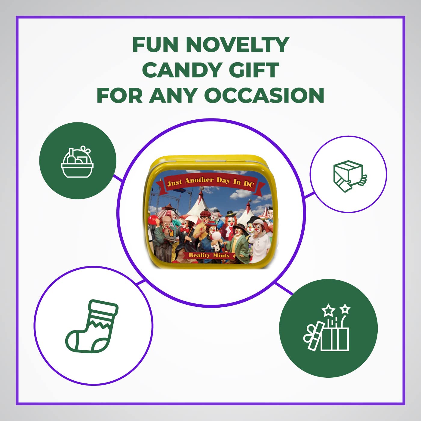 Alternative view of Funny Statement Mints - Breath Fresheners for Adults - Mens Gag Gifts, Stocking Stuffers, Candy Basket Fillers - Sugar-Free - Pocket-Size Metal Tins (Clowns)