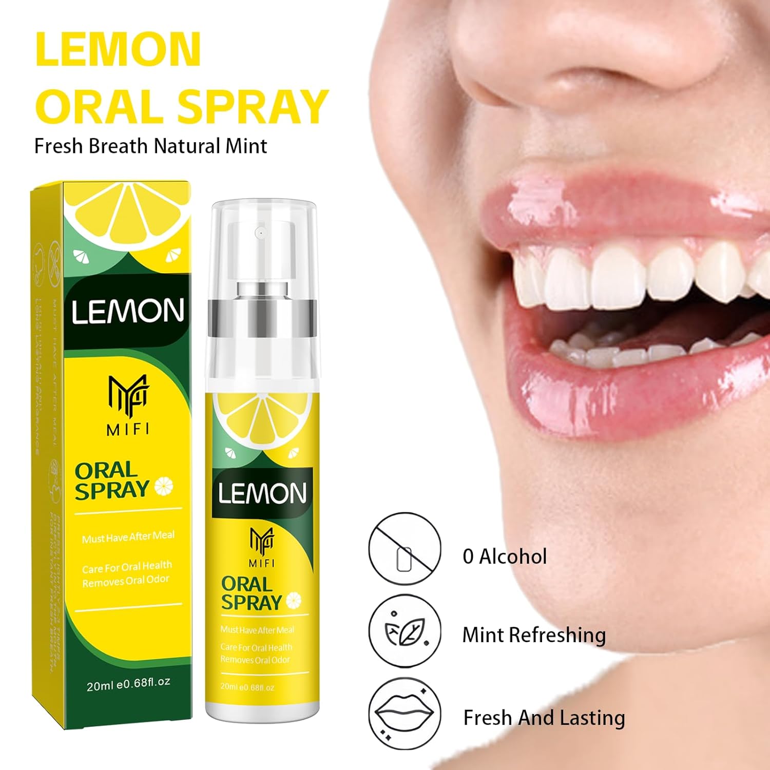 PEGO Oral Spray for Bad Breath,Dry Mouth Spray,Portable Mouth Spray,Fights Bad Breath,Removes Oral Odor,Sugar-Free Breath Fresheners,Long-Lasting Fresh Breath(Lemon Flavor*2Pack)