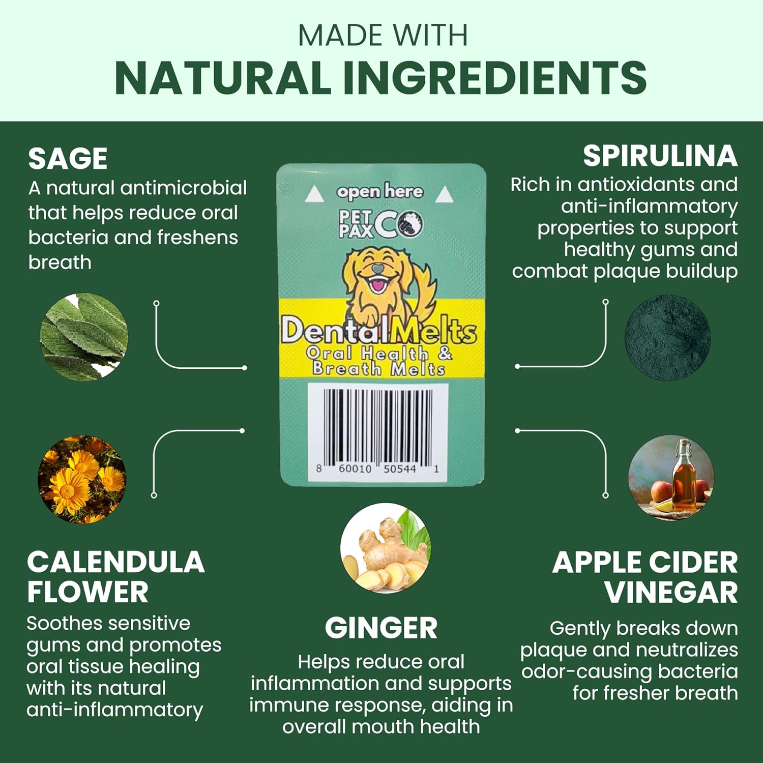 Alternative view of PetPax Co. Bad Breath Oral Support for Dogs 5 in 1 u2013 10 Oral Melts u2013 Natural Sage, Spirulina, Apple Cider Vinegar u2013 Dog Dental Care Products & Breath Freshener u2013 Fast Dissolving Dog Breath Treats
