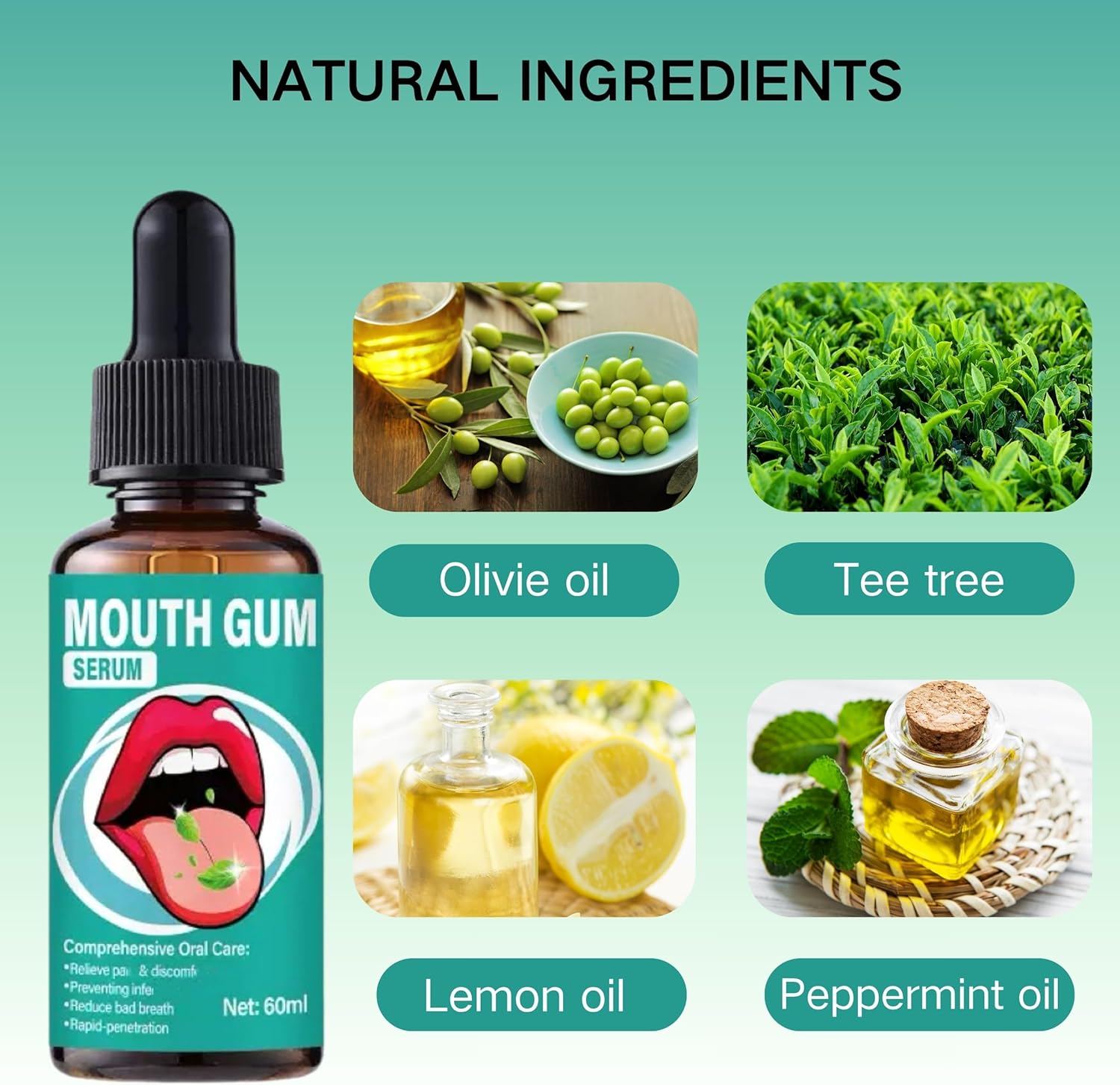 Gum Restore Drops, Gum Repair for Receding Gums, Stain Removal, Regrowth Treatment, Dry Mouth and Bad Breath Relief for Adults, Instant Fresh Breath, Oral Care Solution