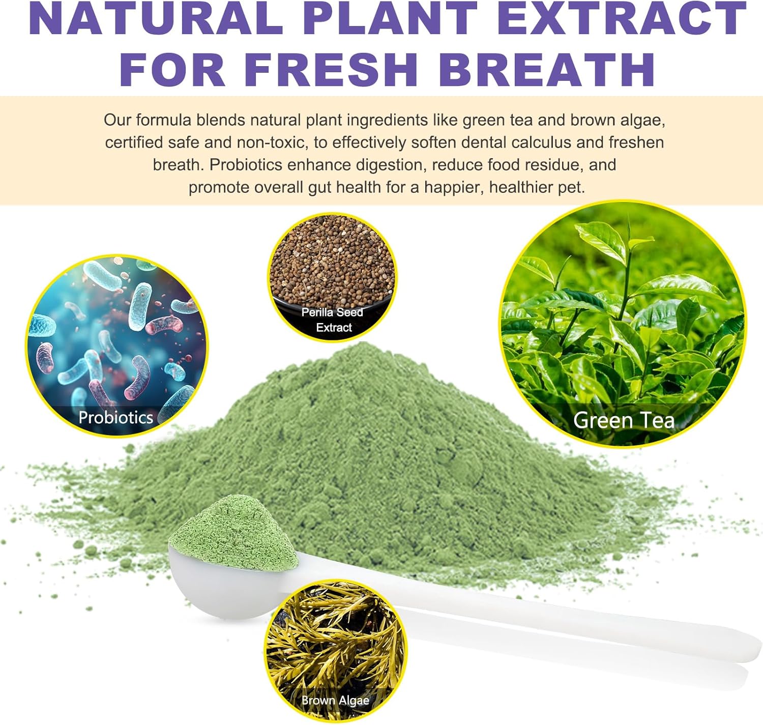 Alternative view of Dog Dental Powder, Dog Breath Freshener, Dog Teeth Cleaning, Plaque & Bad Breath Off, Teeth Cleaning Made Easy, Green Tea Flavor