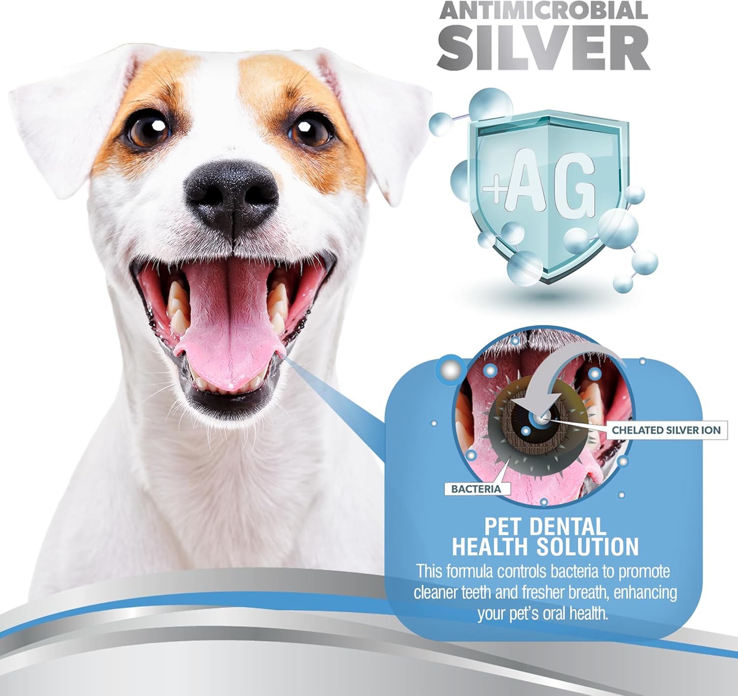 Alternative view of PetSilver Teeth & Gum Water Additive for Dental Care - Pet Breath Freshener - Targets Tartar, Plaque & Eliminates Bad Breath - Dog Oral Care & Cat Teeth Cleaning - No Brushing & Tasteless - 12 fl oz