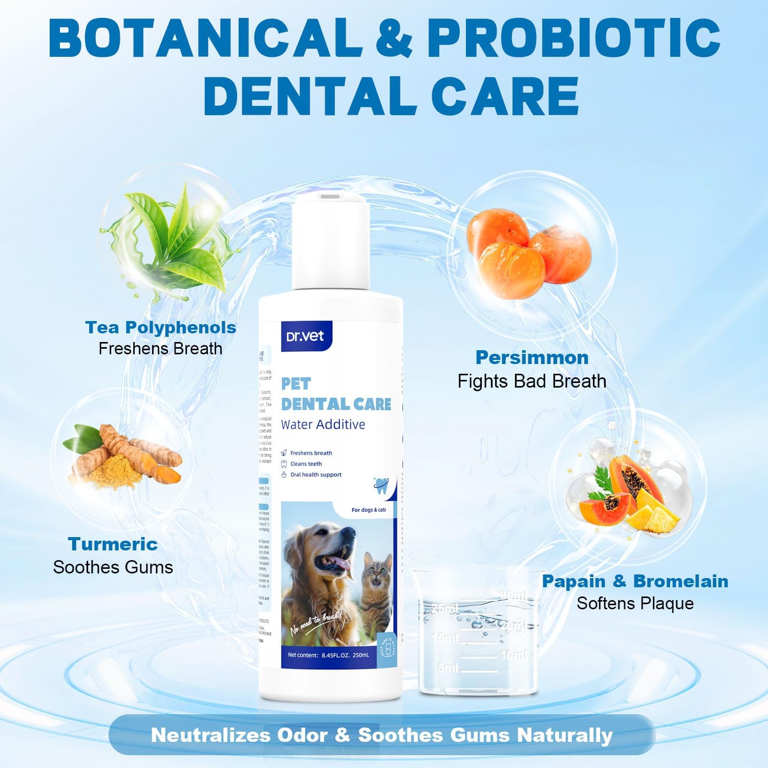 Alternative view of Dog Breath Freshener-Enzymatic Dog Dental Water Additive for Dental Care–Probiotics Prevent Bad Breath, Relieve Gum Redness, Reduce Plaque & Tartar, No Brushing Needed, Safe for Dogs & Cats, 8.45oz