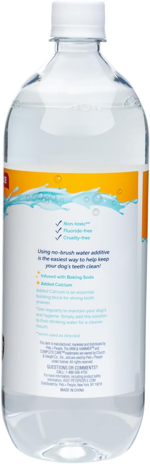 Arm & Hammer Complete Care Dental Water Additive for Dogs, Dog Breath Freshener, Dog Mouth Wash or Dental Rinse, Simply Add to Pet Drinking Water for Fresher Breath, Value Size 35 FL OZ