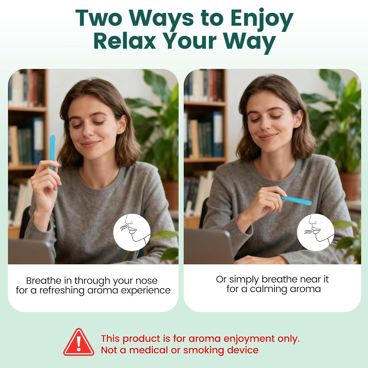 Chewable Silicone Aroma Sticks with Essential Oils for Stress Relief & Fresh Breath, Improving Pen Biting & Smoking Habits.(Blue)