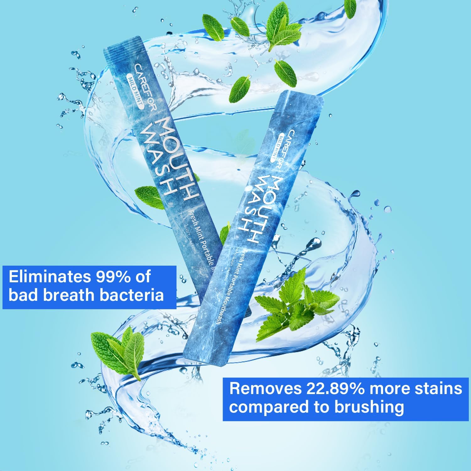 Mouthwash Travel Size, Portable Fresh Breath Mouthwash, Alcohol-Free, ICY Mint Flavor, Mini Pack u2013 to Go for On-The-Go Freshness, Bulk Packets 0.41 Fl Oz (Pack of 30)
