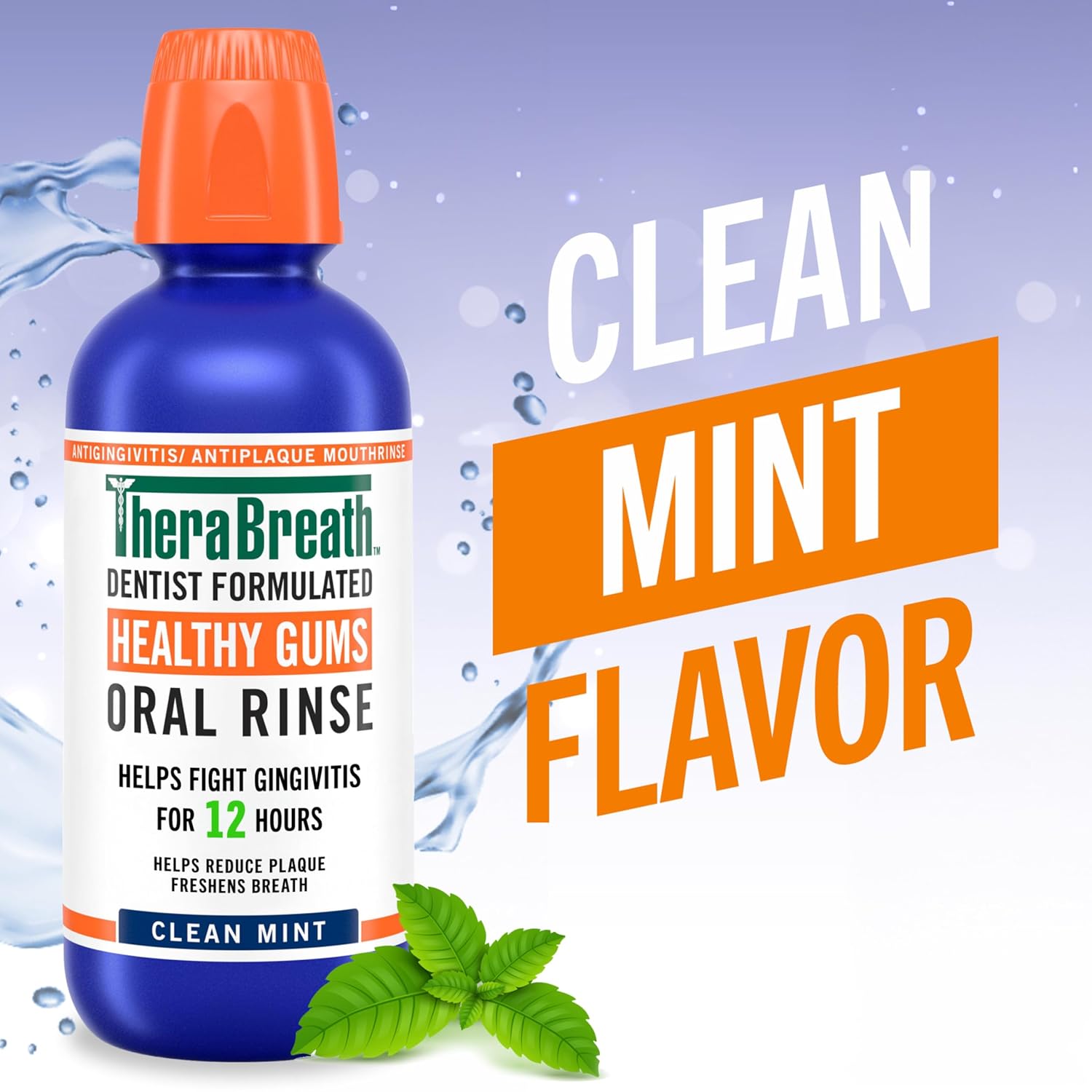 TheraBreath Healthy Gums Oral Rinse, Antigingivitis, Clean Mint Flavor, Dentist Formulated to Help Prevent Gingivitis and Support Gum Health, Alcohol Free, 16 Fl Oz (Pack of 2)