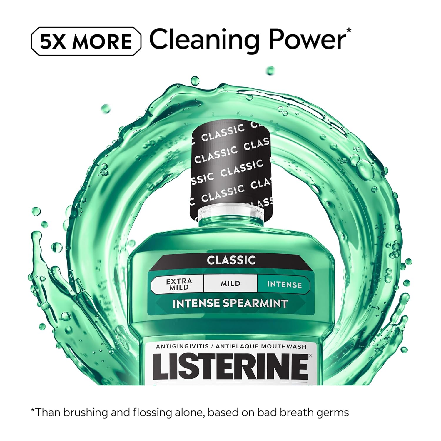 Alternative view of Listerine Freshburst Intense Antiseptic Mouthwash for Bad Breath, Kills 99.9% of Germs That Cause Bad Breath & Fight Plaque & Gingivitis, ADA Accepted Mouthwash, Convenience Pack, 2 x 1 L