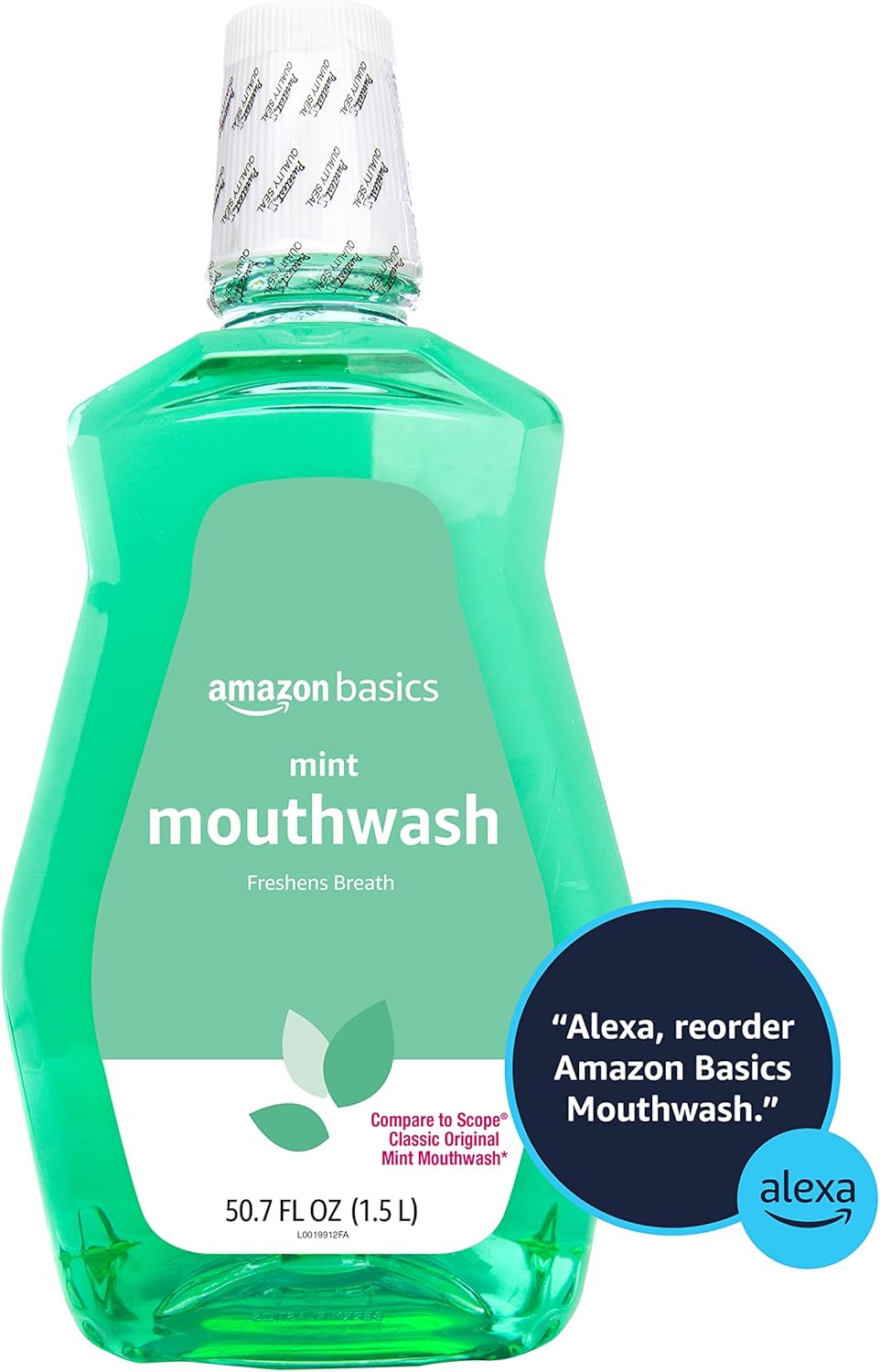 Alternative view of Amazon Basics Fresh Breath Mouthwash, Mint, 50.7 Ounce (Pack of 1), (Previously Solimo)