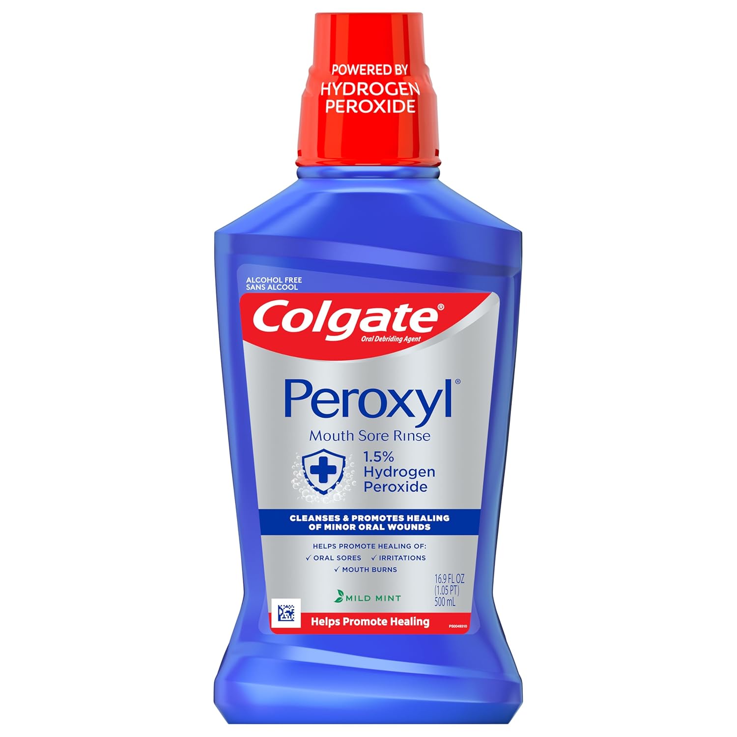 Colgate Peroxyl Antiseptic Mouth Sore Rinse, Alcohol Free, 1.5% Hydrogen Peroxide, Mild Mint, 16.9 Ounce