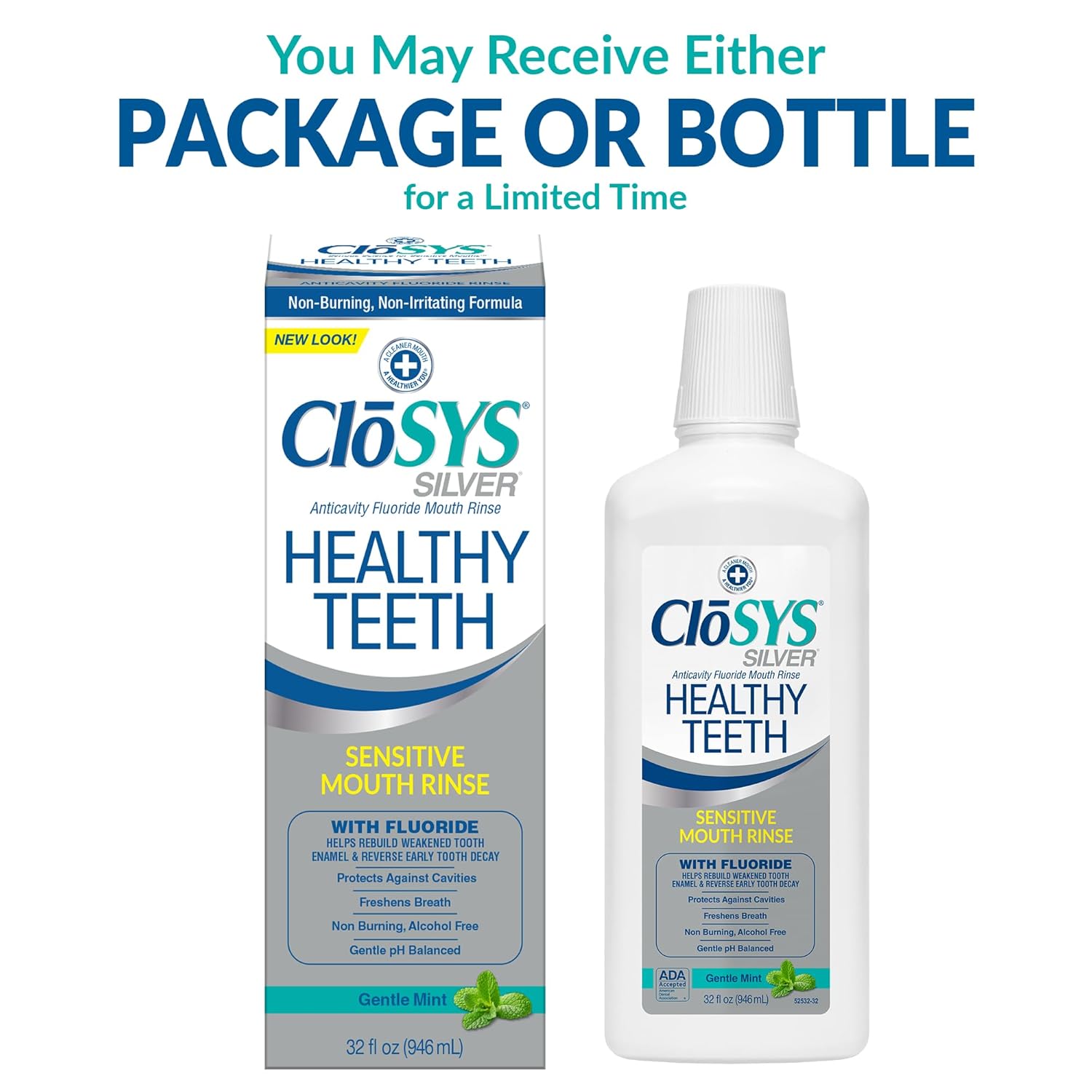 Closys Healthy Teeth Anti-Cavity Oral Rinse Mouthwash with Fluoride, Non-Burning, Non-Irritating u2013 32 Fl Oz (Twin Pack)