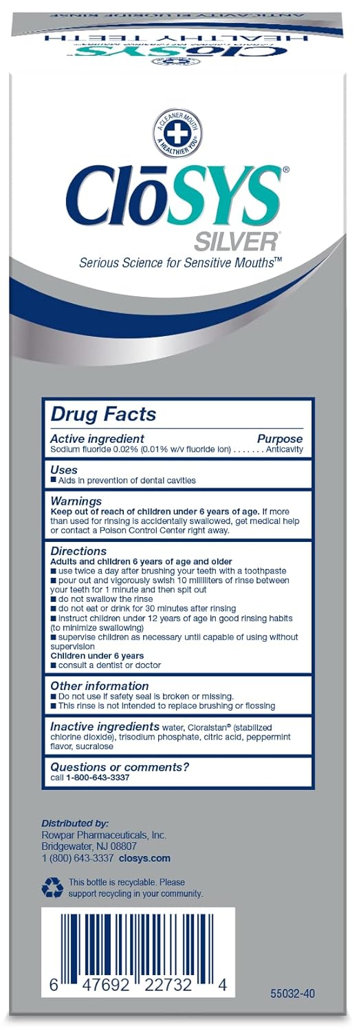 Alternative view of Closys Healthy Teeth Anti-Cavity Oral Rinse Mouthwash with Fluoride, Non-Burning, Non-Irritating u2013 32 Fl Oz (Twin Pack)