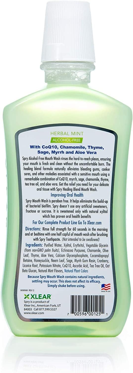 Alternative view of Spry Natural Xylitol Mouthwash Fluoride Free with Enamel Support, Alcohol-Free, Gentle, Non-GMO, Herbal Mint - 16 fl oz (Pack of 3)