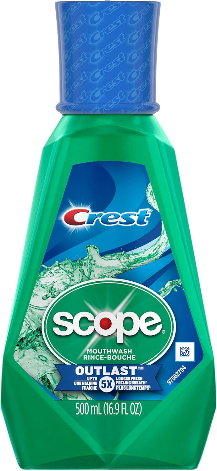 Crest Scope Outlast Mouthwash Long Lasting Peppermint, 3 Pack (33.8 Ounce)