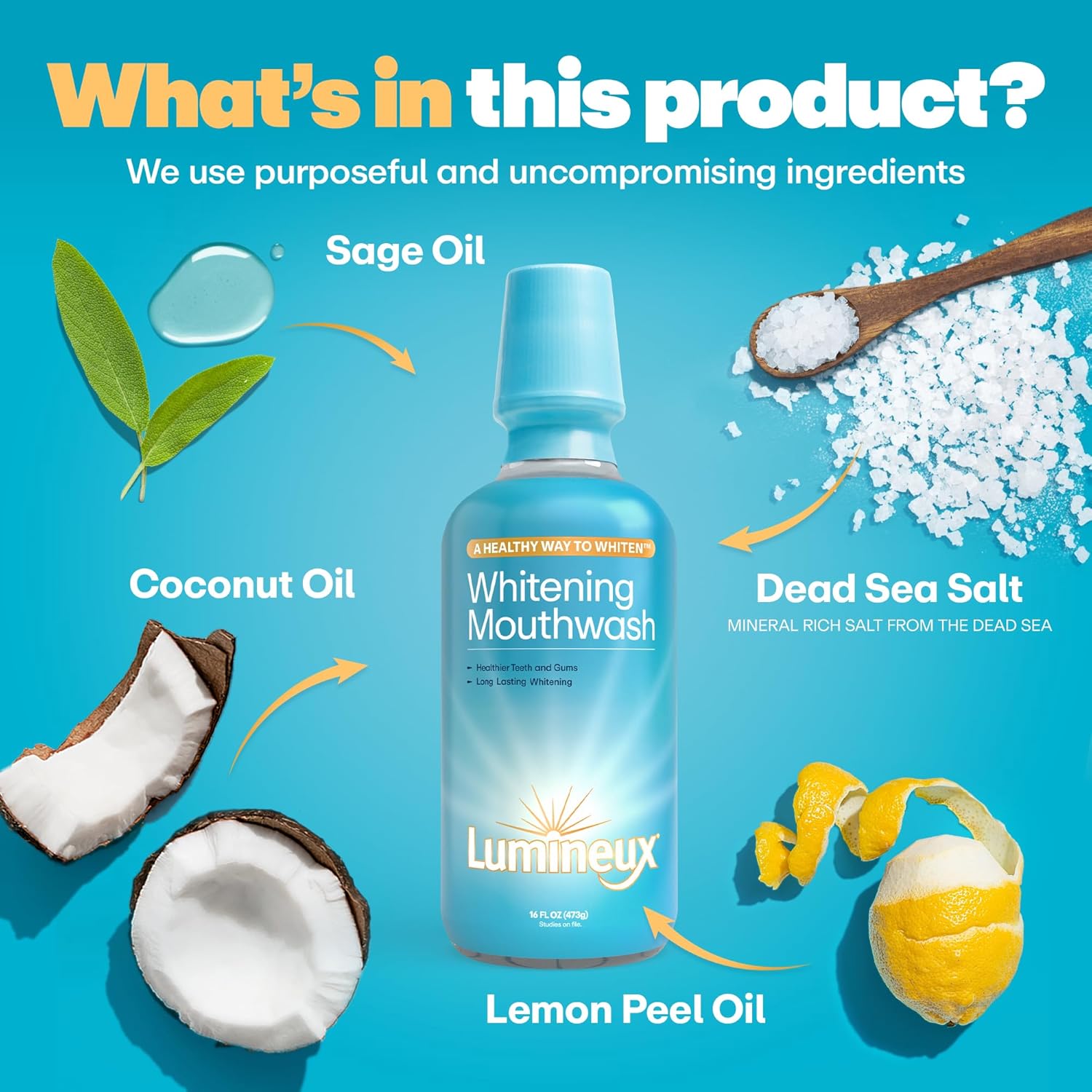 Alternative view of Lumineux Teeth Whitening Mouthwash, 16 Oz. 2 Pack - Peroxide Free - Whitening Without The Sensitivity - NO Alcohol, Fluoride & SLS Free