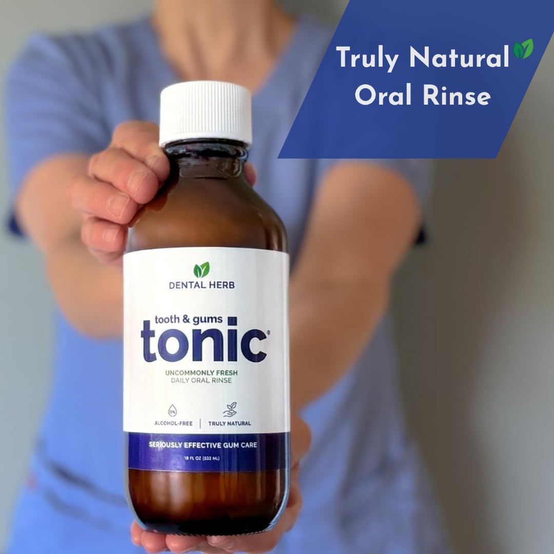 Alternative view of Tooth & Gums Tonic Herbal Oral Rinse with Essential Oils | Alcohol-Free, Fluoride-Free Mouthwash | Plant-Based Oral Care | Soothe Gums & Freshen Breath Naturally | by Dental Herb Company | (2) 18 oz.
