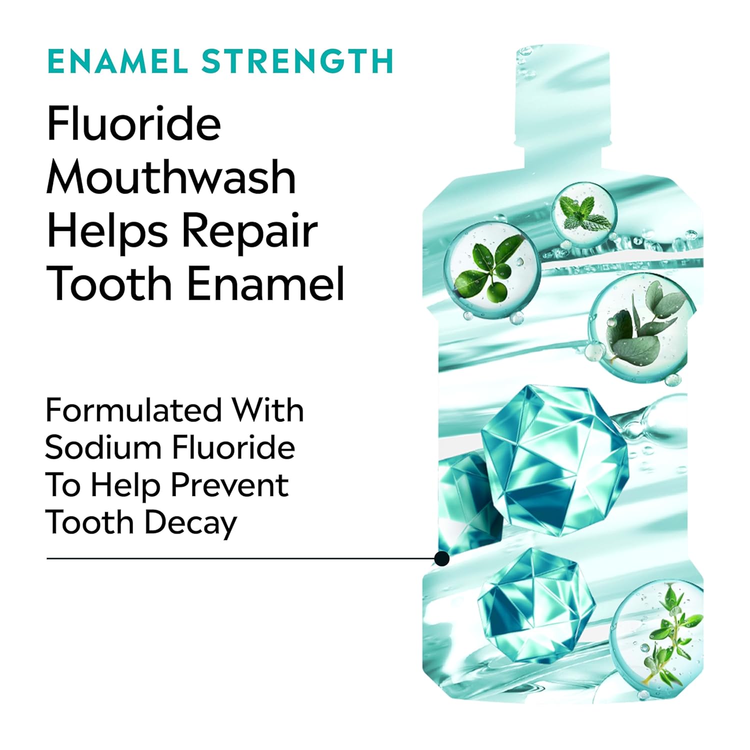 Alternative view of Listerine Clinical Solutions Enamel Strength Mint Oral Rinse, Daily Anticavity Fluoride Mouthwash to Repair Tooth Enamel & Prevent Cavities for Stronger* Teeth, Alpine Mint, 1 L