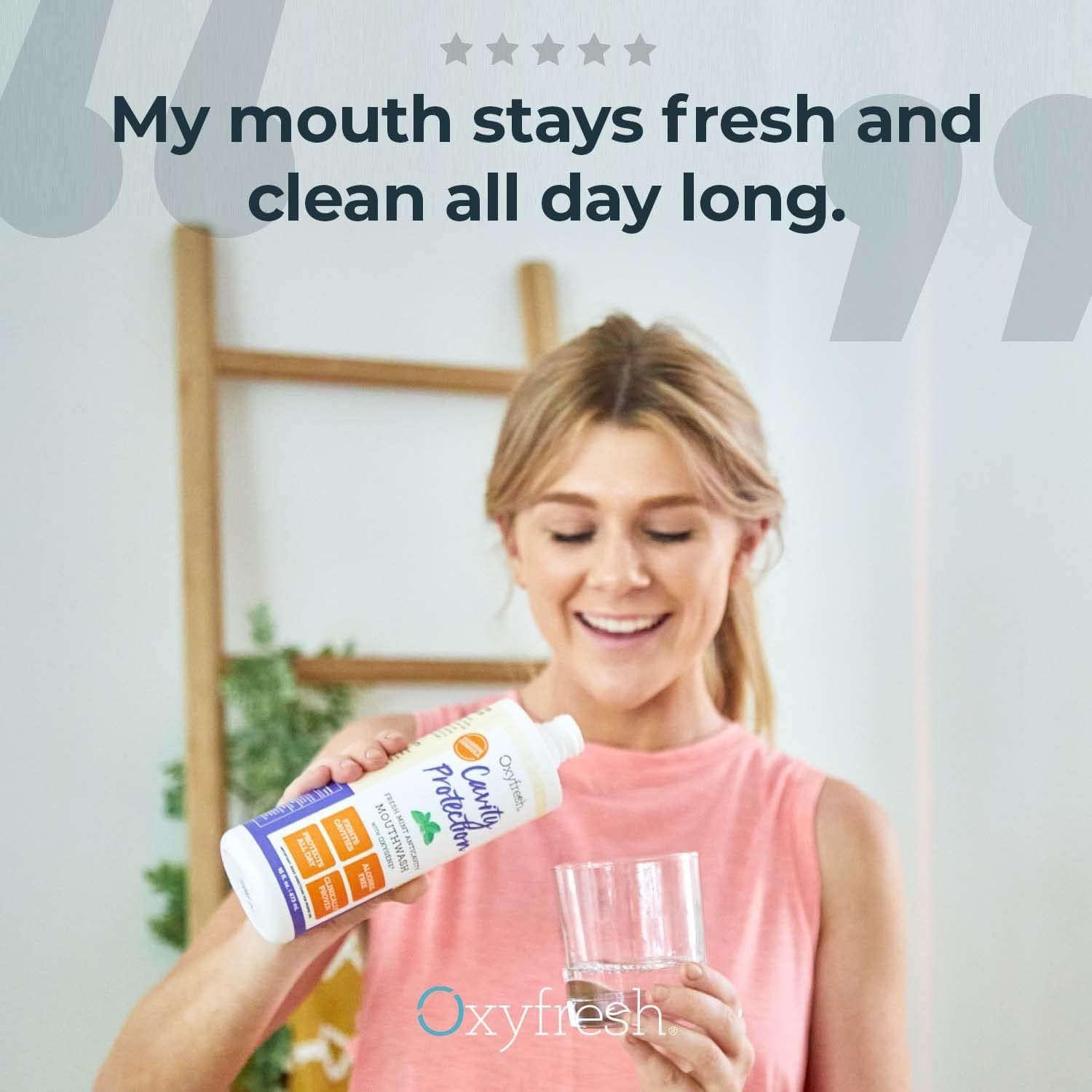 Alternative view of Oxyfresh Cavity Protection Fluoride Mouthwash u2013 Anticavity Mouthwash for Sensitive Teeth, Non - Staining, Alcohol Free, Lasting Fresh Breath - 16 fl Oz