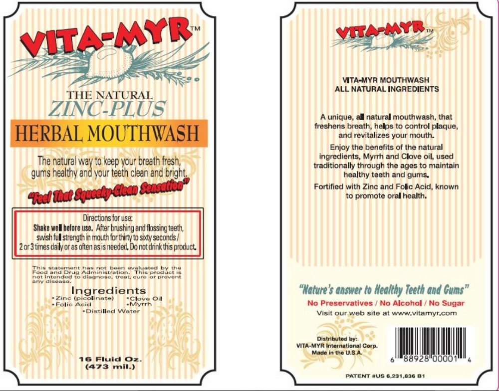 Alternative view of 3 Pack VITA-MYR 16 Oz Effective Herbal Zinc-Plus Mouthwash