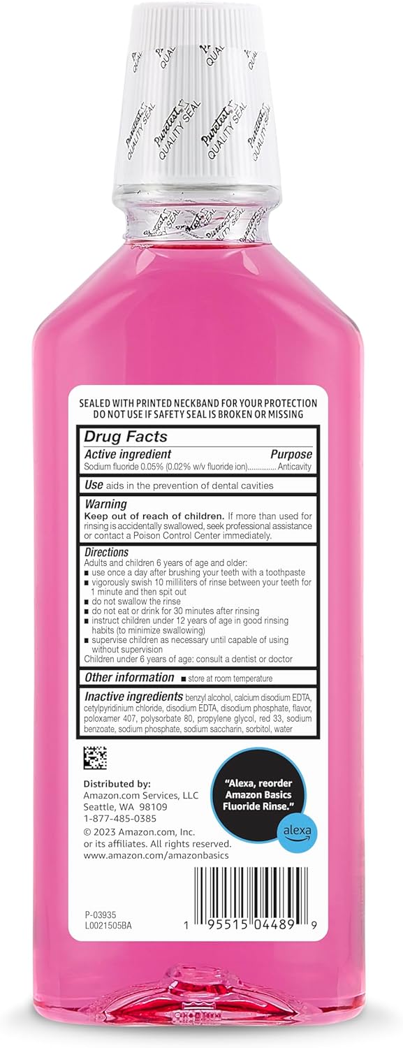 Alternative view of Amazon Basics Kids Mouthwash with Fluoride, Anticavity, Alcohol-Free Bubble Gum, 18 fl oz (Pack of 4)